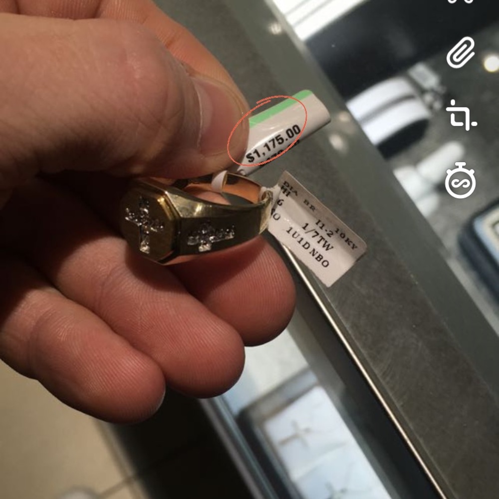10k gold diamond cross ring with 16 diamonds